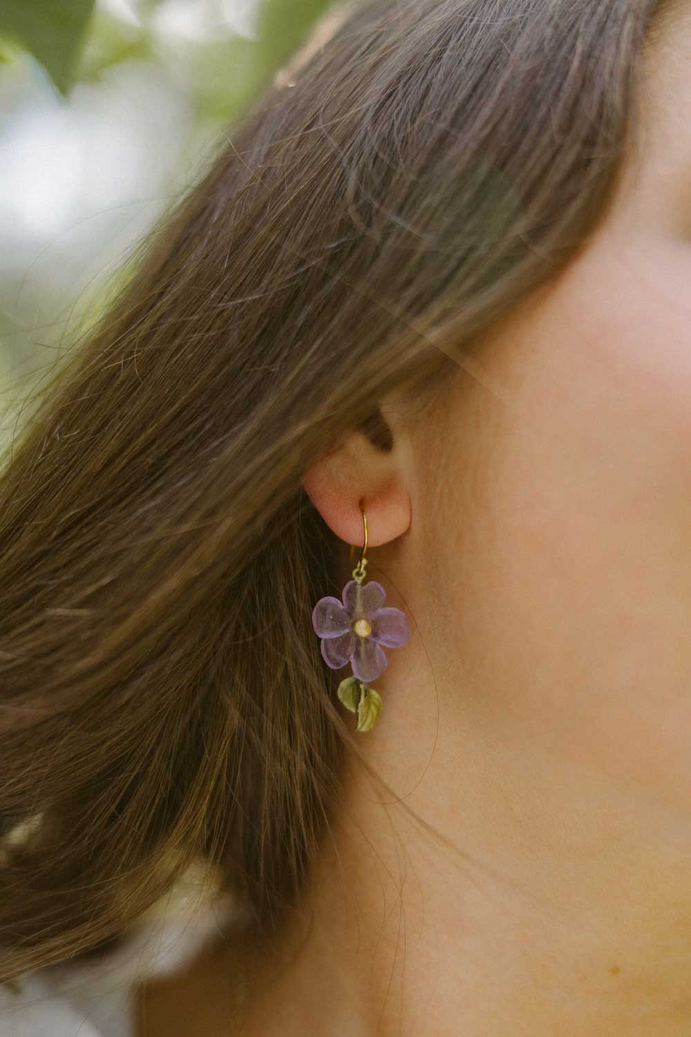 Impatiens Earrings - Wire Purple