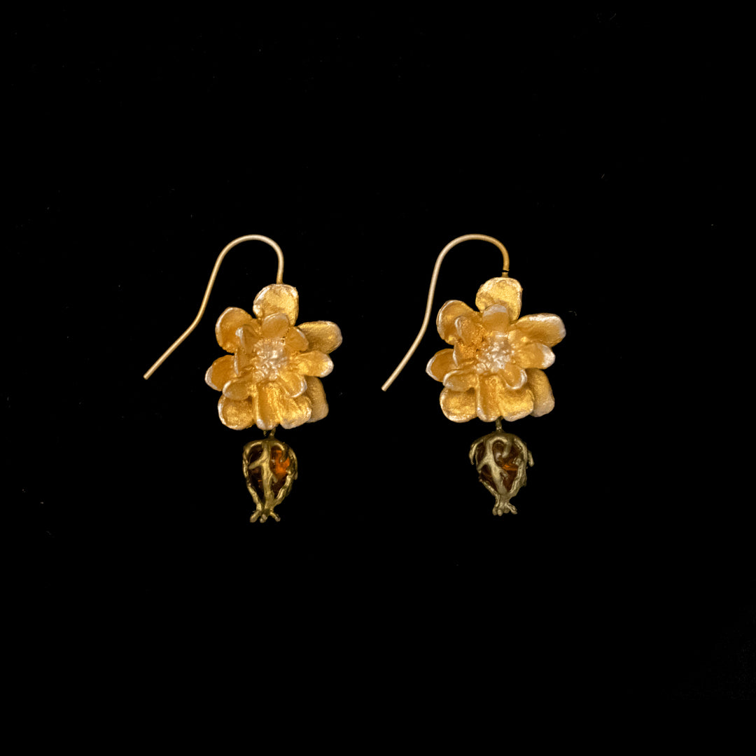 Yellow Rose Wire Earrings - Web Exclusive