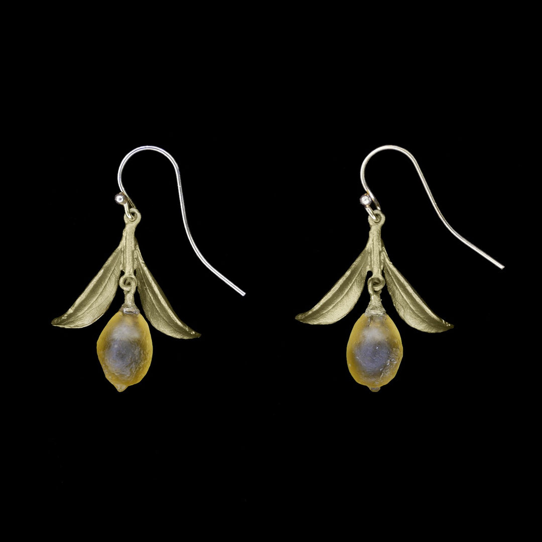 Lemon Drop Earrings - Dangle Leaf Wire