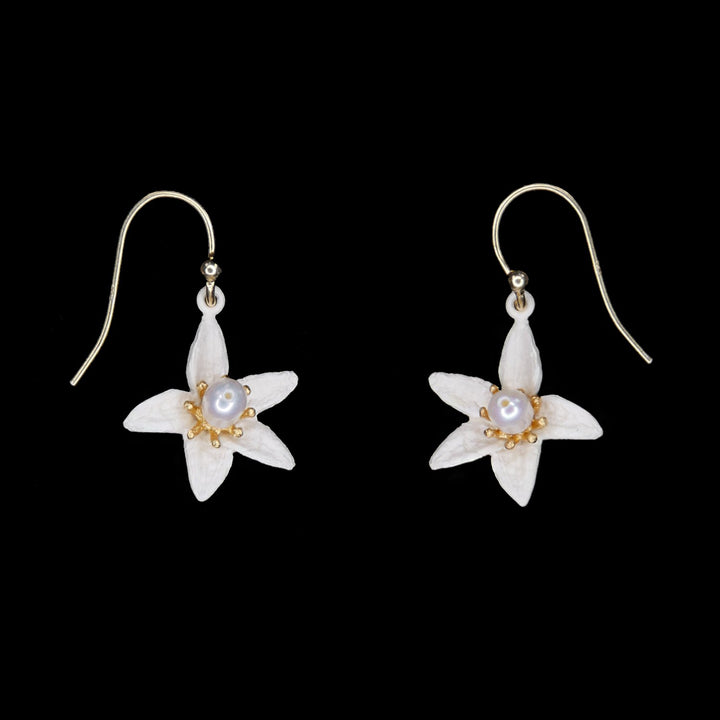 Orange Earrings - Flower Wire