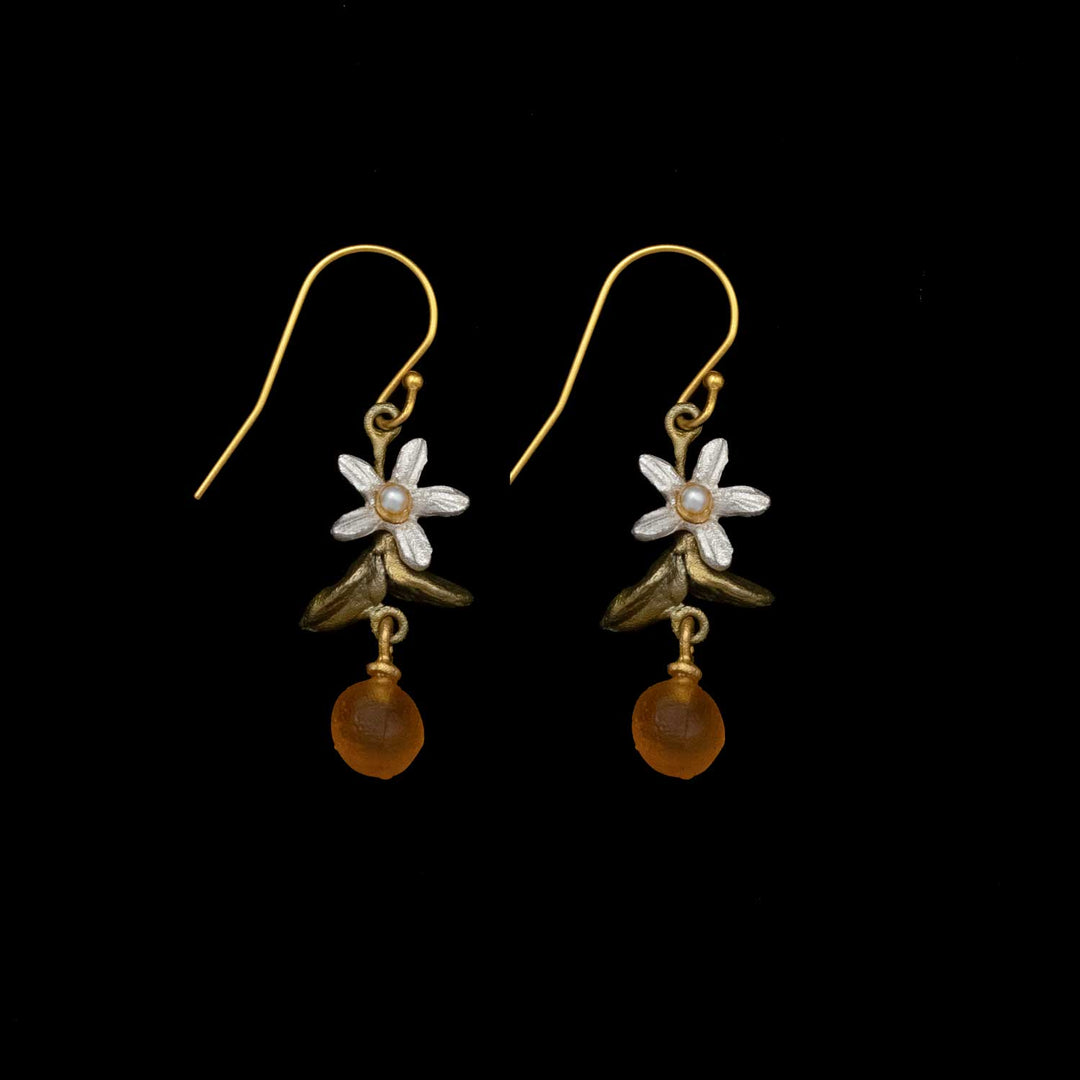 Dainty Orange Earrings - Wire