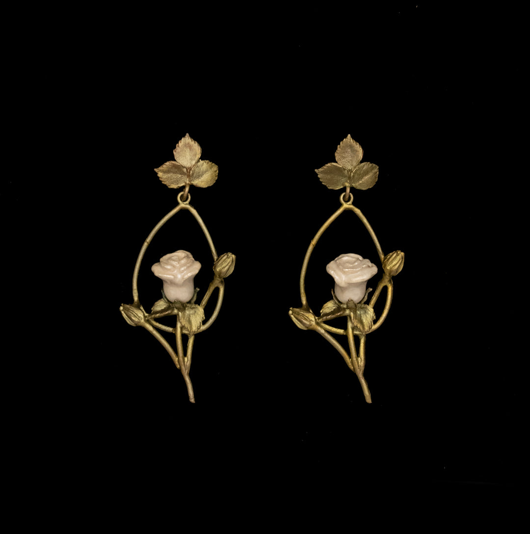 Van Gogh White Rose Earrings - Oval Post - Web Exclusive