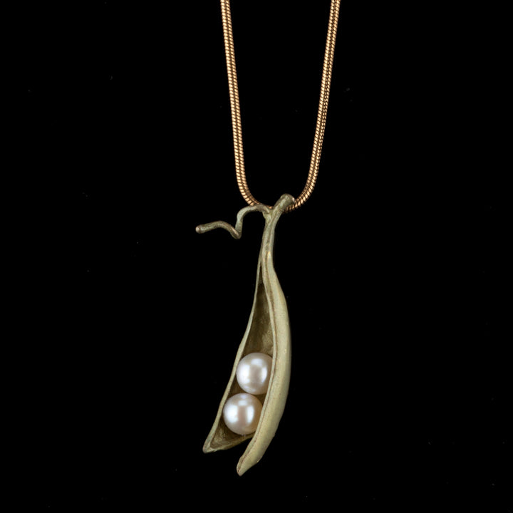 Pea Pod Pendant - 2 Pearls