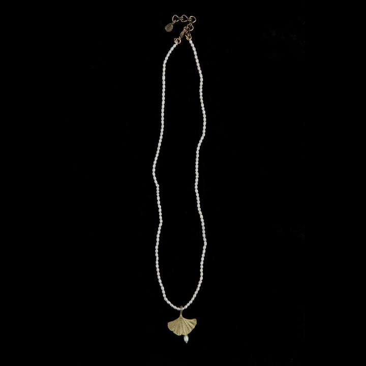 Ginkgo Pendant - Pearl Drop