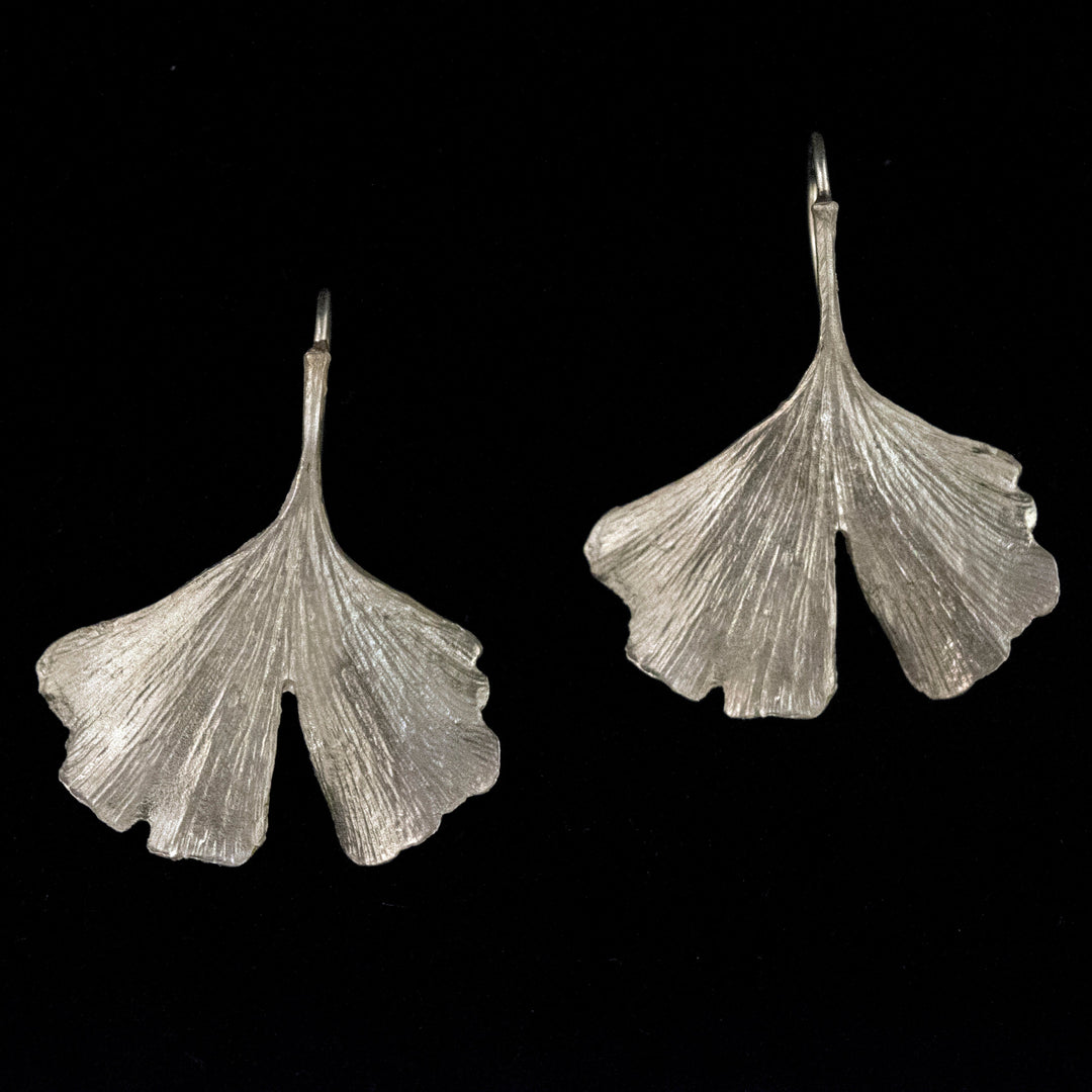Fine Ginkgo Silver Earrings