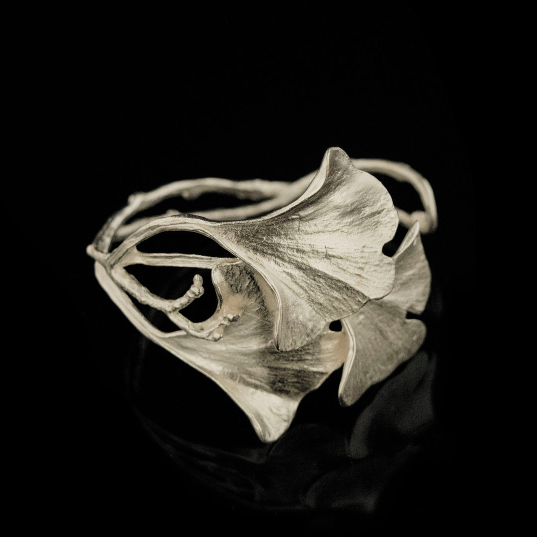 Fine Ginkgo Silver Cuff