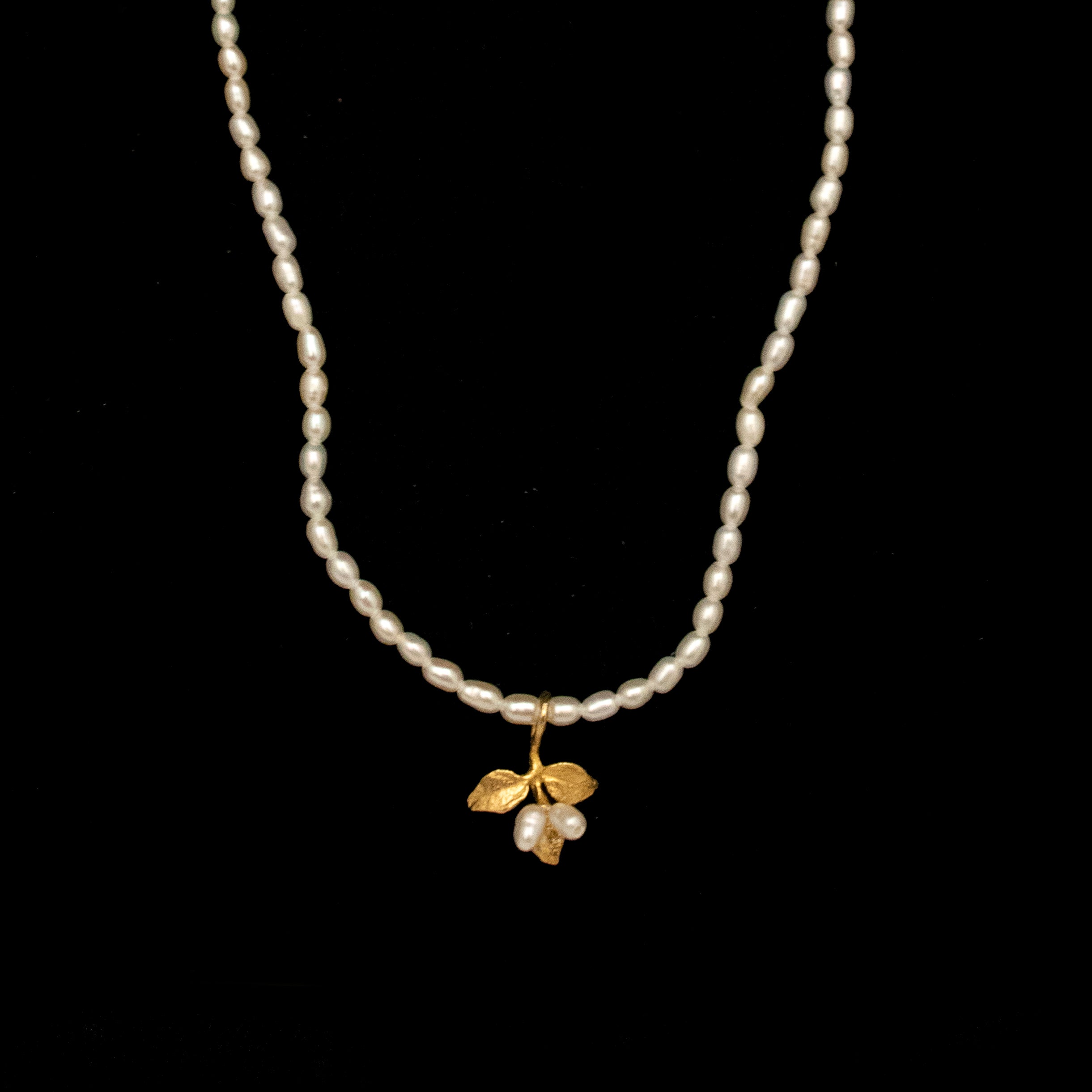 14k Fine Flowering Myrtle Dainty Pearl Pendant - Web Exclusive