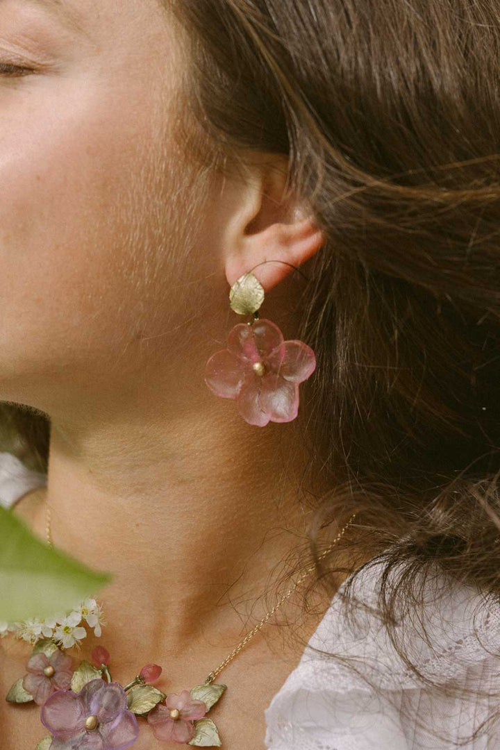 Impatiens Earrings - Post Pink