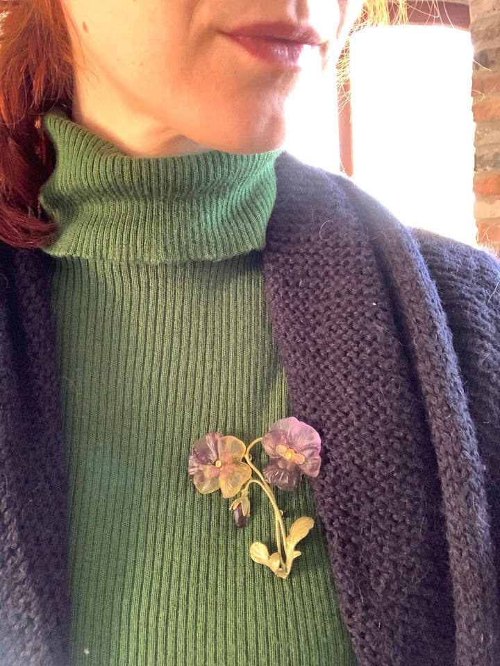 Pansies Brooch - Two Flowers