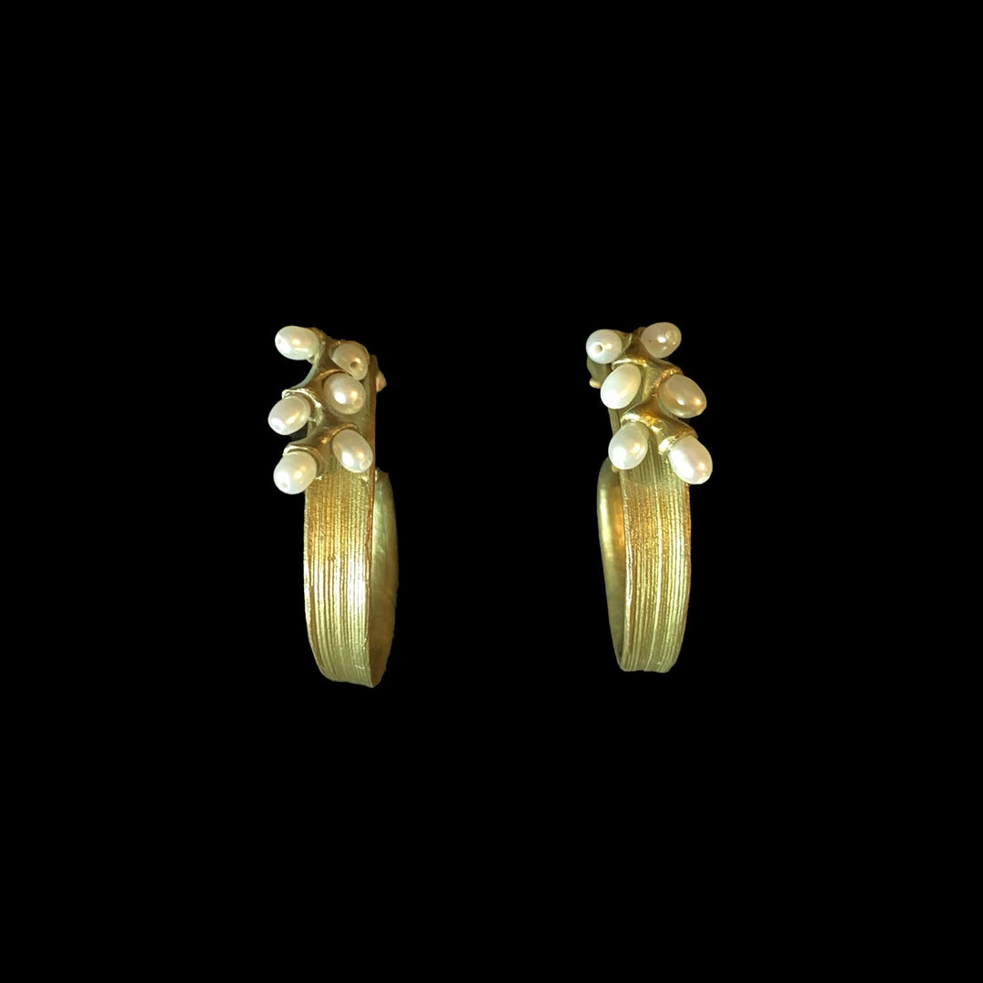 Rice Earrings - Pearl Hoop Post