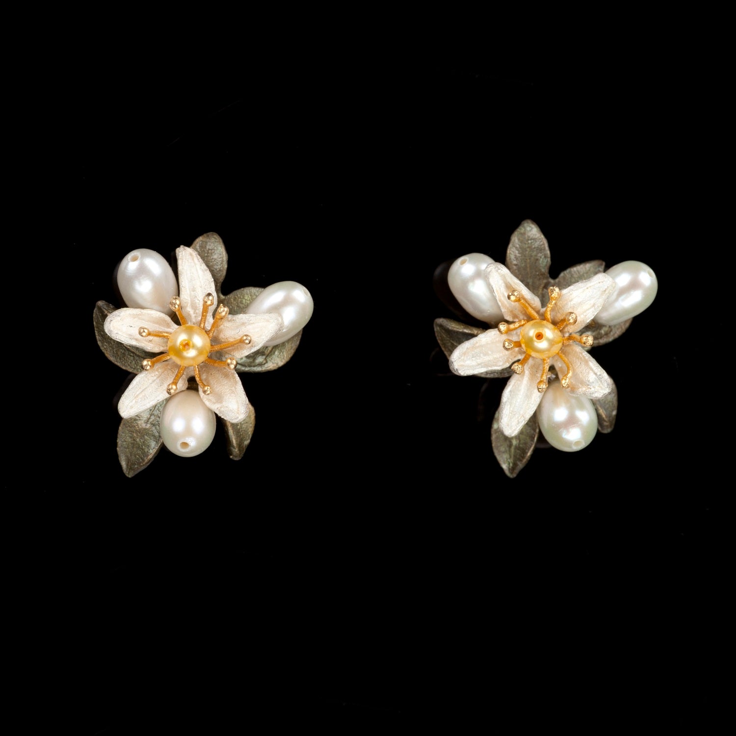 Orange Blossom Earrings - Flower Button