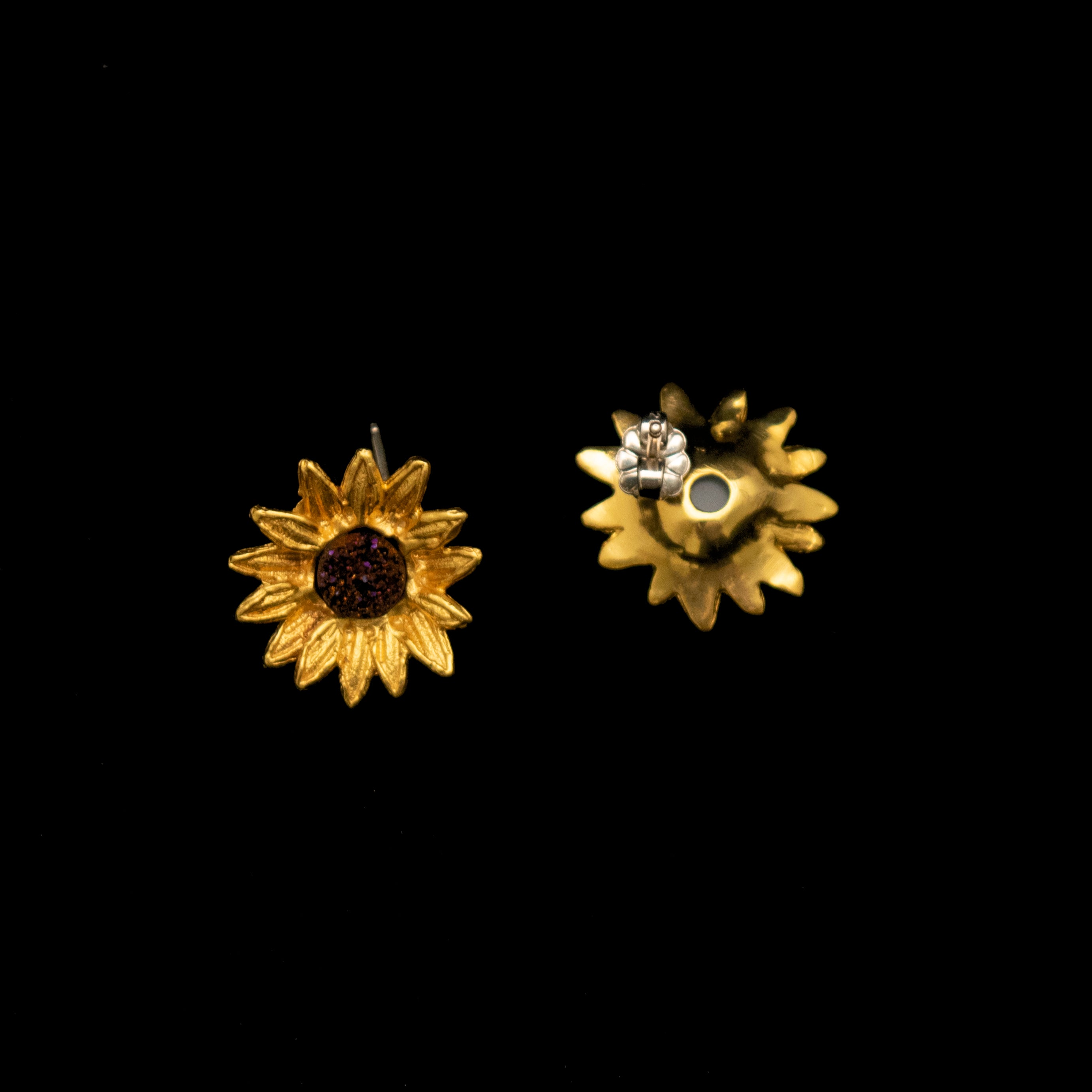 Fine Sunflower Earrings - Petite Post