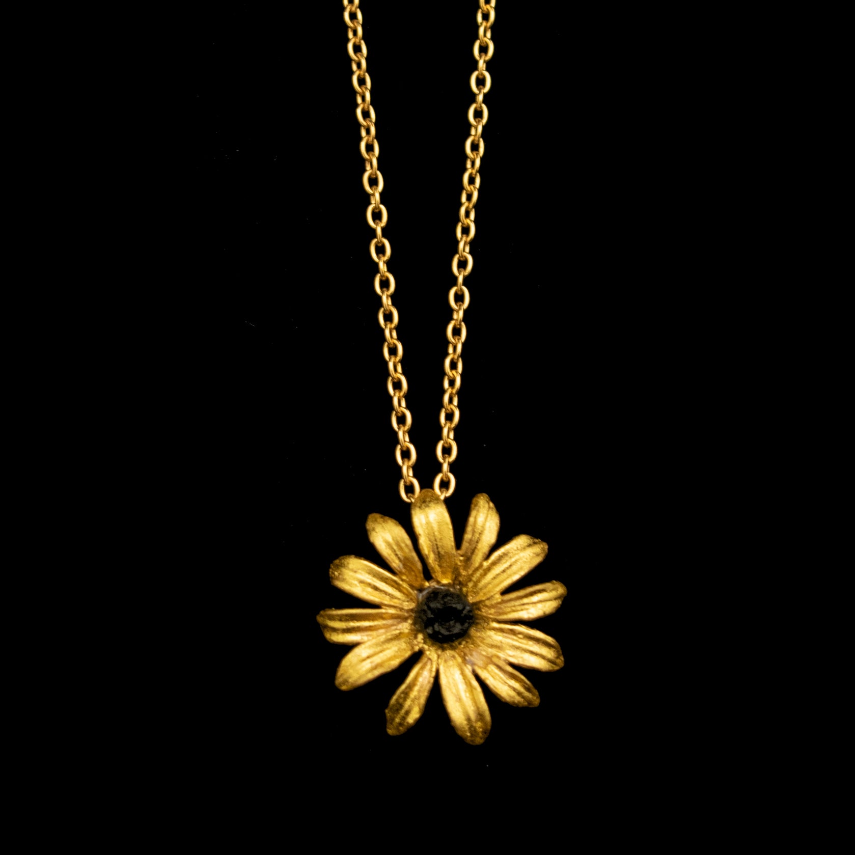 Image of the Michael Michaud Black-Eyed Susan Pendant - Dainty on a black background