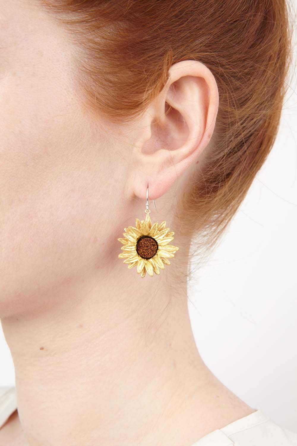 Sunflower Earrings - Wire Drop