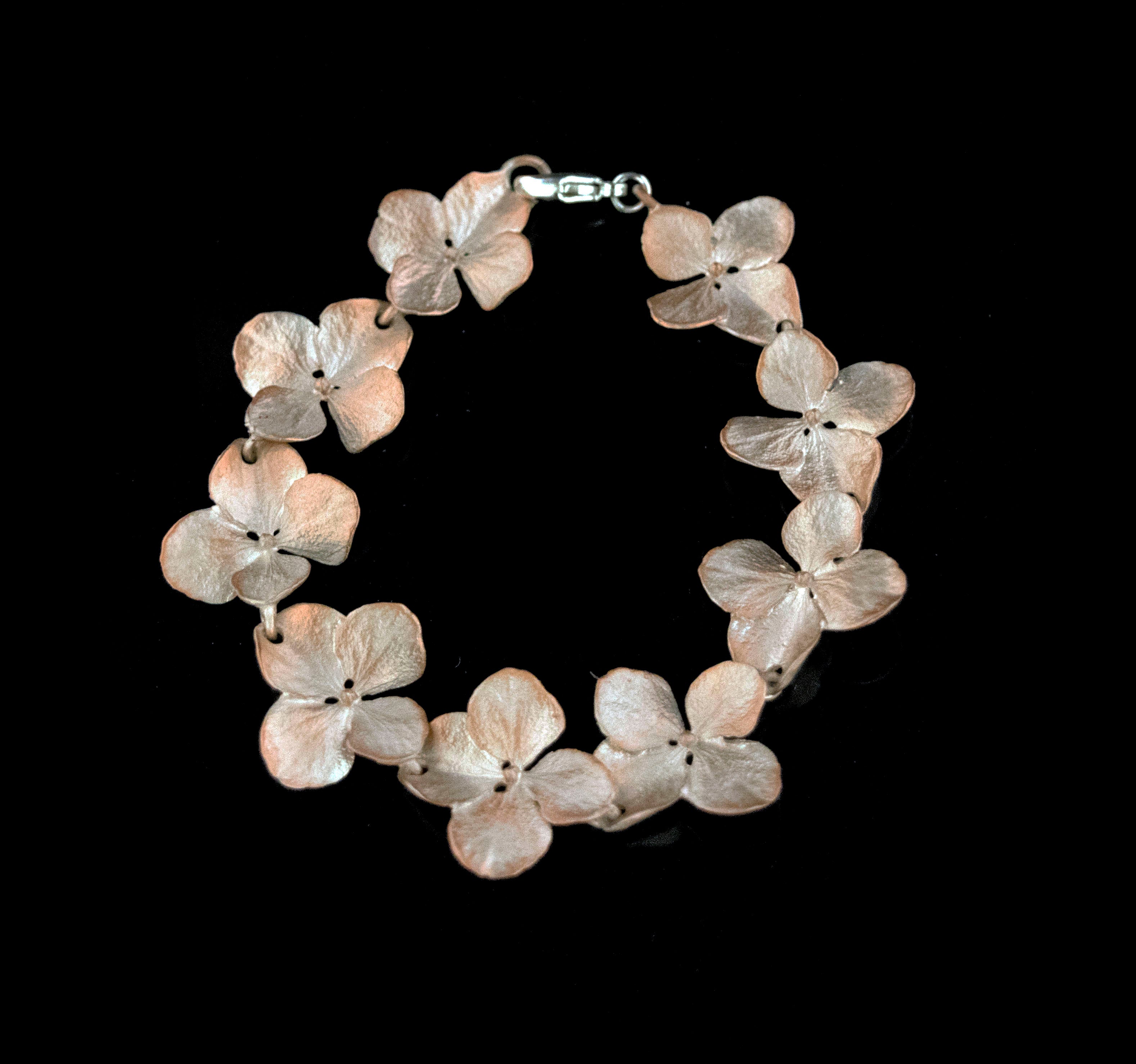 Fine Hydrangea Silver Flower Bracelet