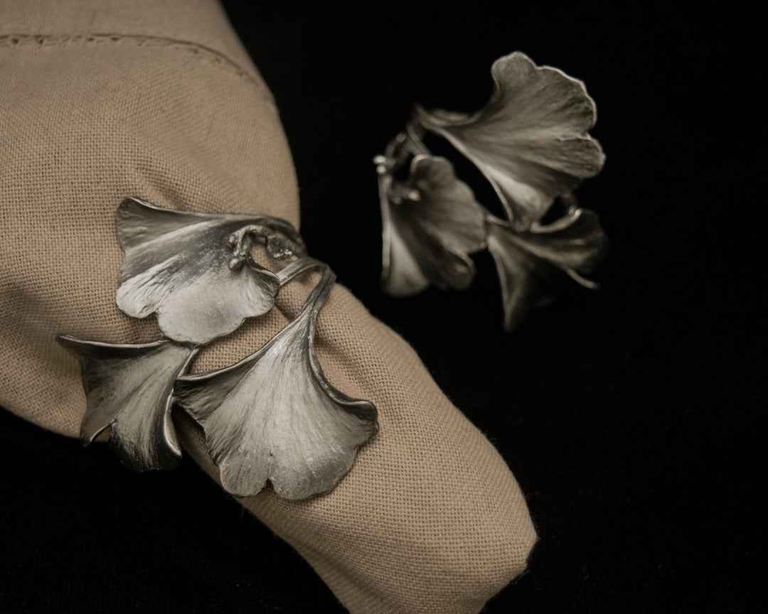 Ginkgo Napkin Rings -  Pewter