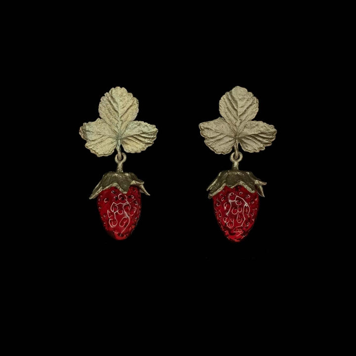 Image of the Michael Michaud Strawberry Earrings - Post on a black background